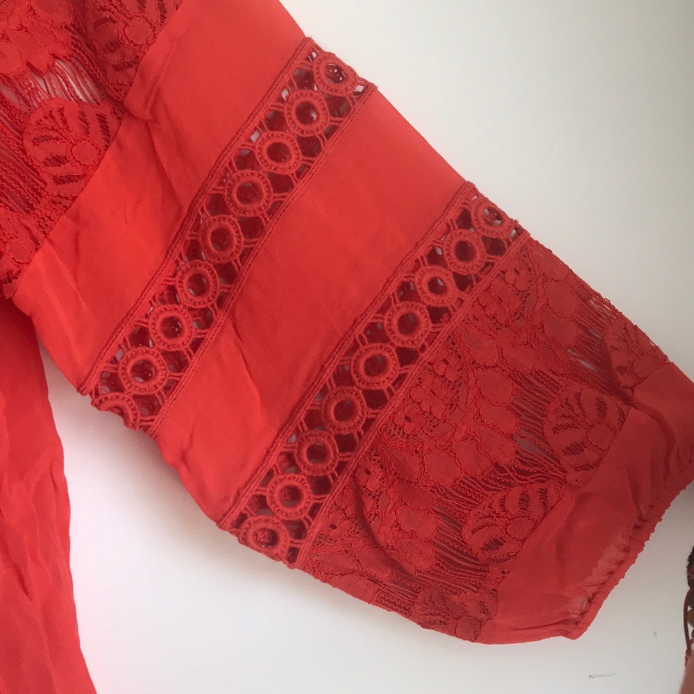 Red/orange long sleeve blouse, very light